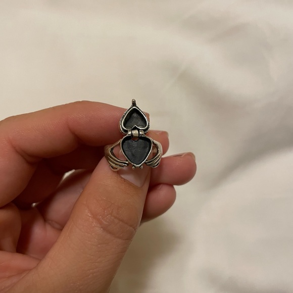 Vintage Victorian Heart Poison Box Statement Ring 925 Sterling Silver Size 7.5 - Picture 5 of 15